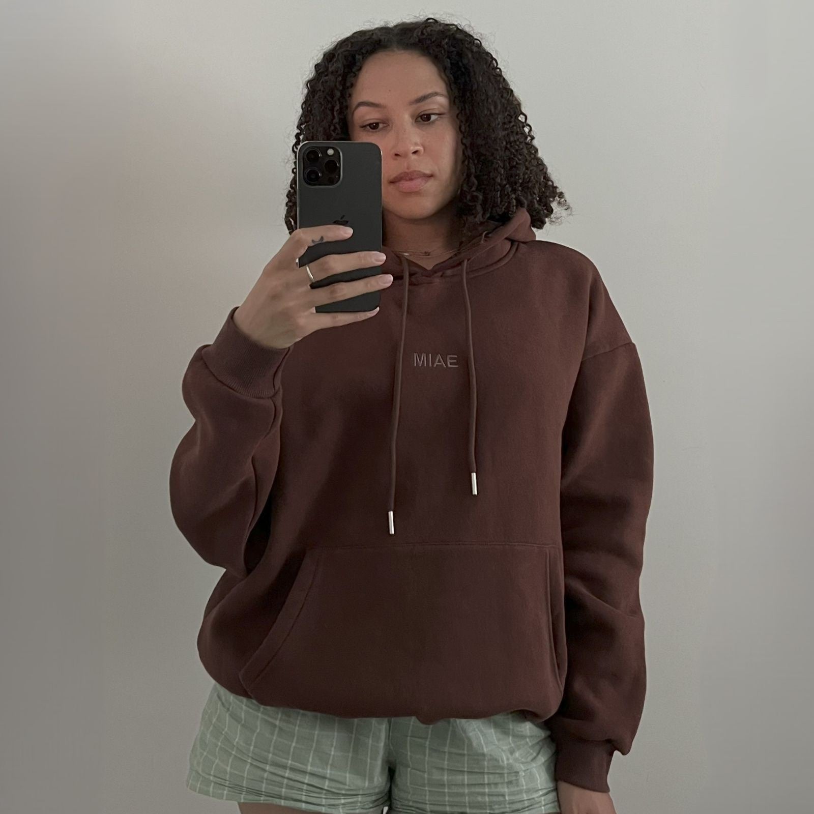 Satin Lined Hoodie - Brown