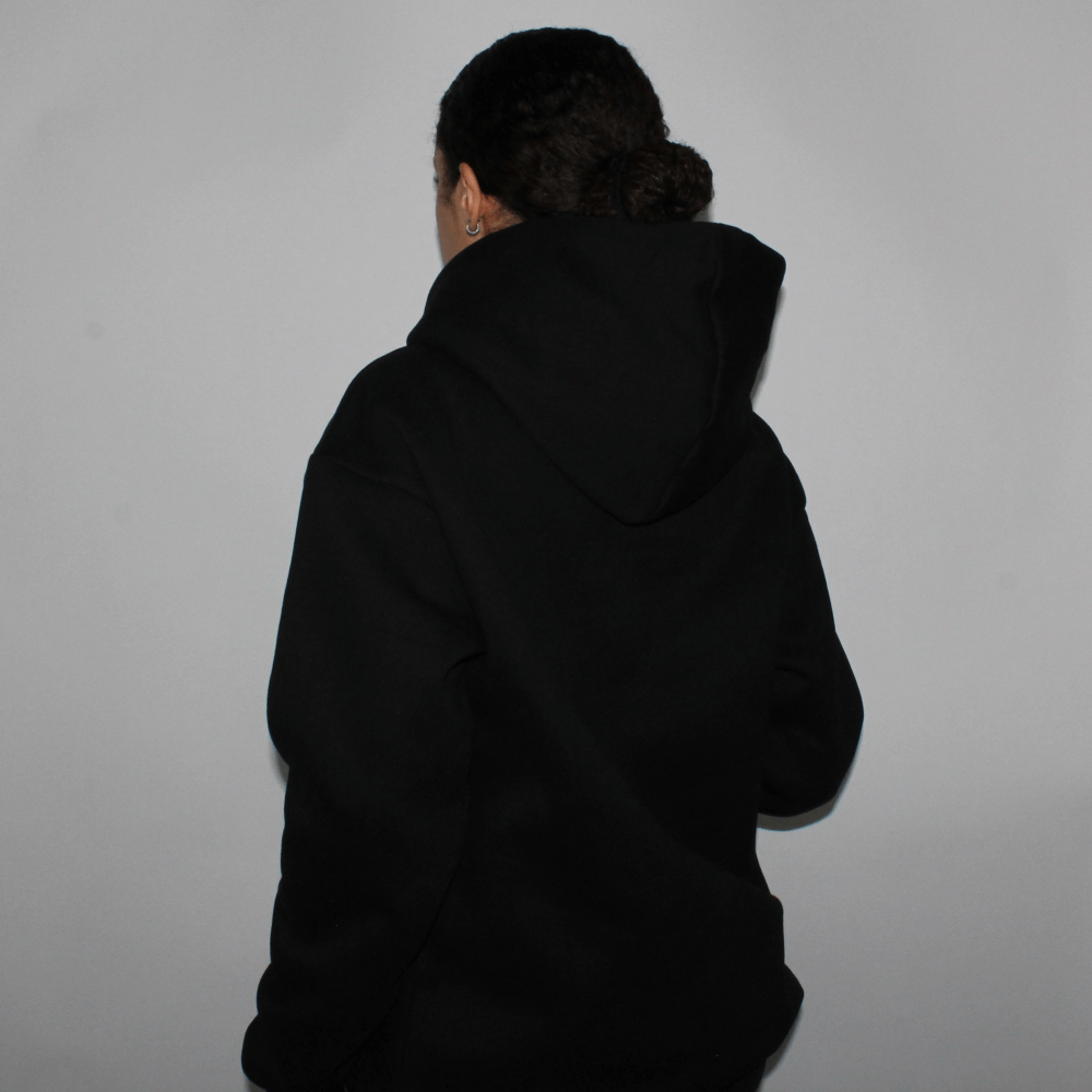 Miae Black Satin Lined Hoodie, Back