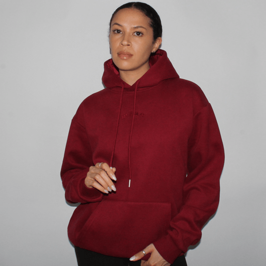 Miae Maroon Satin Lined Hoodie, Front